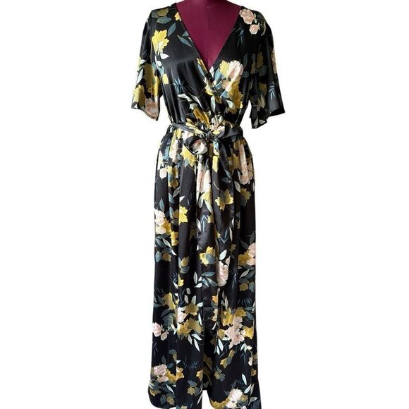 Baltic Born Sicily Maxi Dress Floral Belted Satin size XL - Picture 2 of 6